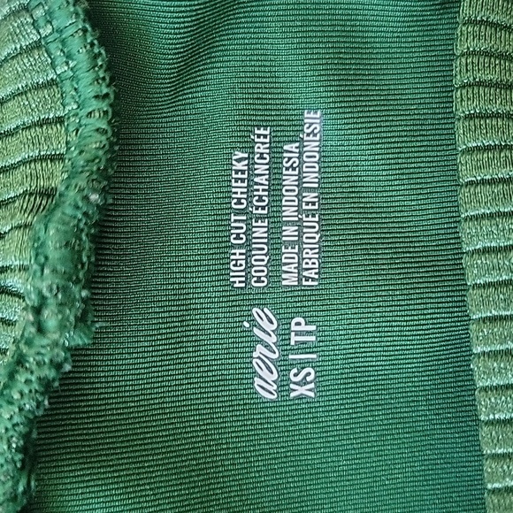 Aerie Green High Cut Cheeky Ribbed Design Triangle Top Bikini Set, Size Xs - Picture 4 of 4